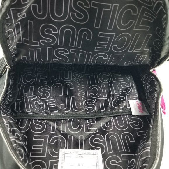 Justice reversible Sequin Backpack and Lunch Tote 2-Piece Black Purple Silver - Picture 3 of 12